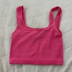 Neon pink cropped top